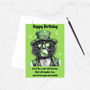 Funny Irish Birthday Card: 70s Retro Shamrock Design