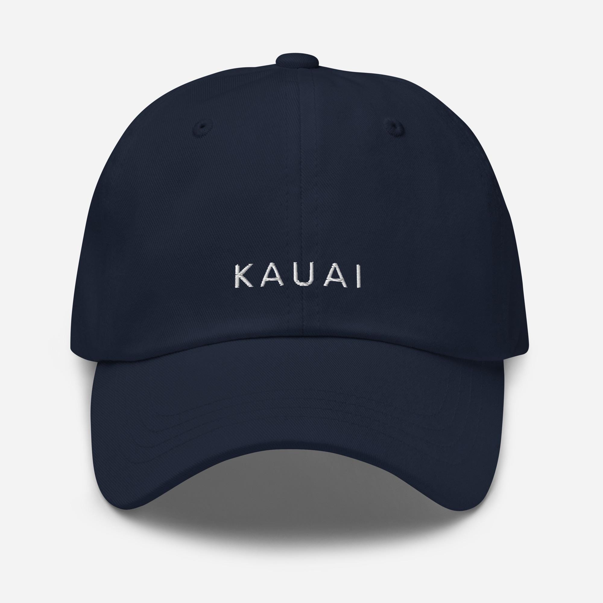 Kauai Hawaii Embroidered Cotton Cap - Navy Blue, One Size Fits Most, Low Profile - View #4