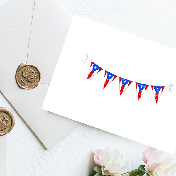 Puerto Rico All-Occasion Flag Bunting Greeting Card, Puerto Rican Flag, Puerto Rico Bunting, Puerto Rico Wedding