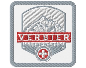 Verbier Switzerland Mountain Embroidered Patch: Swiss Alps Skier Gift
