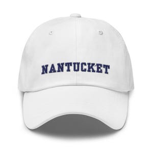 Embroidered Nantucket Baseball Hat: Coastal New England Souvenir