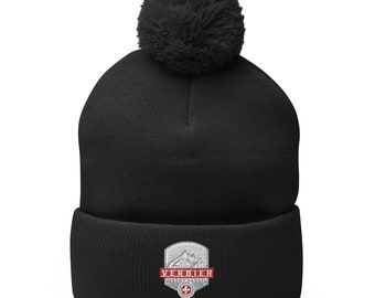 Verbier Switzerland Pom-Pom Beanie: Swiss Alps Skier Gift
