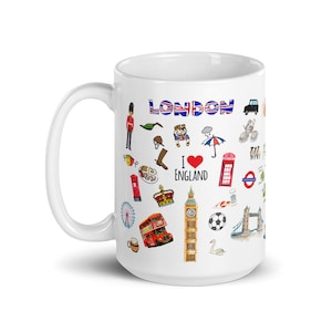 British Coffee Mug 15 oz. 4.7 inches tall by 3.35 inches in diameter, British Ex Pat Mug, British Gift, Iconic British Mug