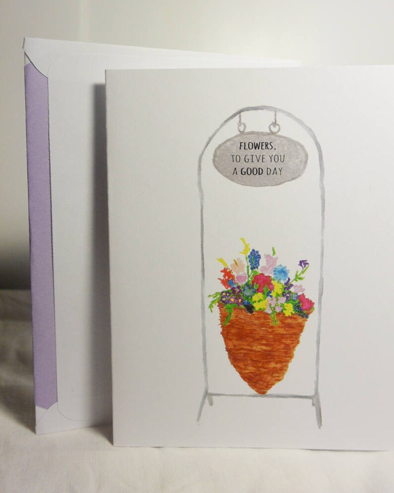 Flowers to Give You a Good Day Greeting Card Etsy