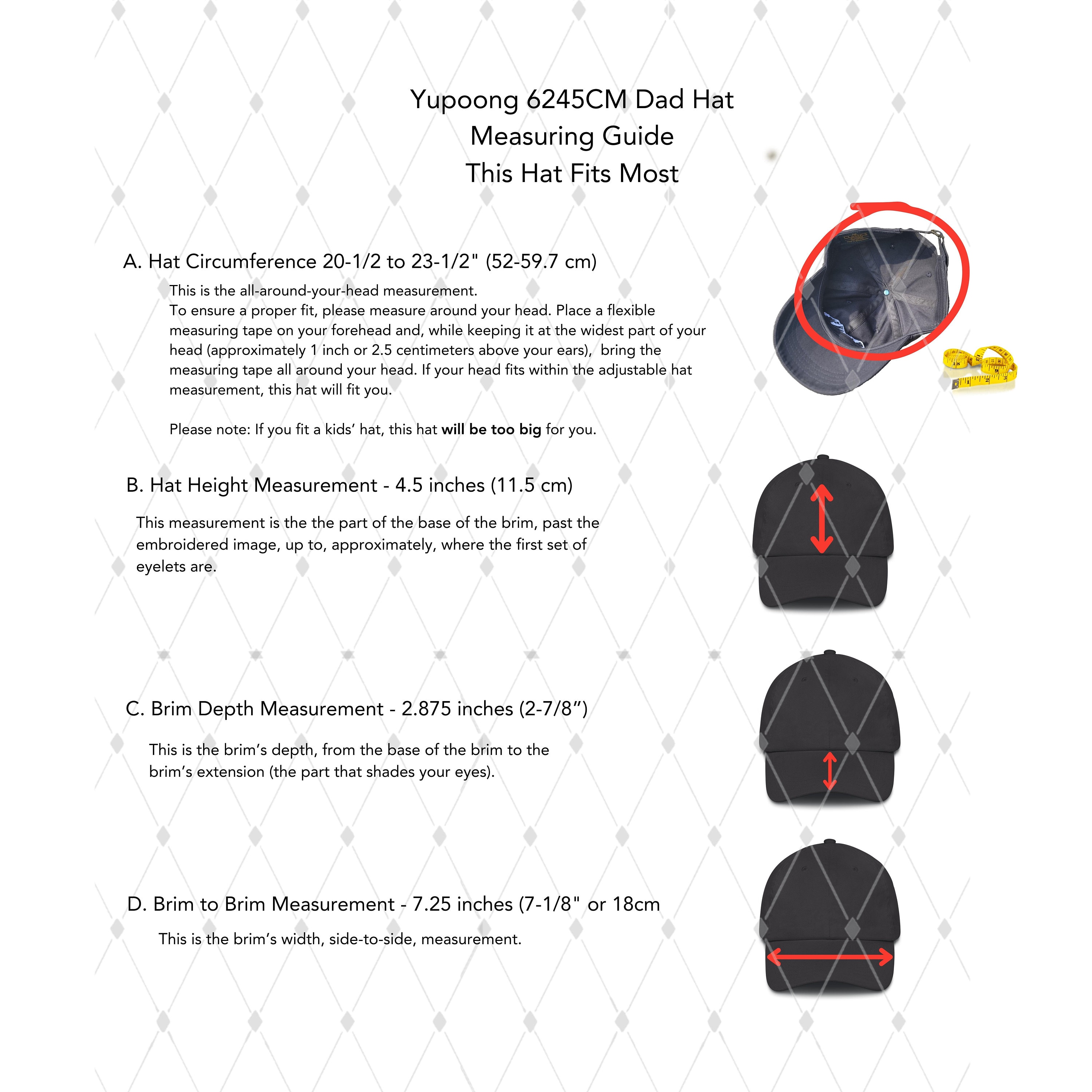 Digital Download Yupoong 6245CM Measuring Guide Classic Dad Hat Sizing Chart for Hat Mockups Etsy