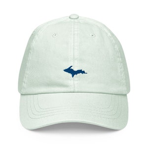 Mint Upper Peninsula Hat: Blue UP Embroidery, Unisex Cotton Cap