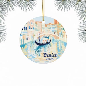 Venice Italy Ceramic Ornament, Personalized Christmas Home Decor, Italy Souvenir, Buon Natale Tree Ornament, Gift Ornament, Hanging Ornament