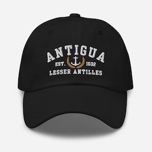 Antigua Gold Laurel Embroidered Hat, Unisex, 4 color options, Antigua Souvenir, Caribbean Cruisewear, Baseball Cap, Lesser Antilles Dad Hat