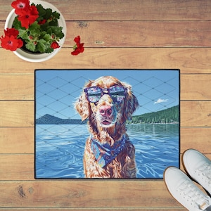Golden Retriever Doormat, Whimsical Cute 24x18-Inch Mat, Dog Lover Gift for Home, Entrance Rug, Funny Pet, Welcome Mat, Indoor Outdoor Decor