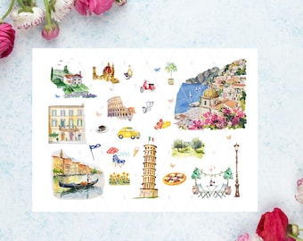 Italian All Occasion Card Italy Icons, Souvenir Greeting for Friends, Loved Ones, Retirement, Bon Voyage, Thinking of You, Memento of Italy