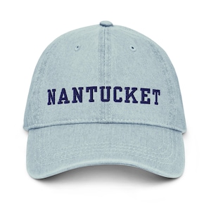 Cappello da baseball in denim ricamato Nantucket: souvenir del New England