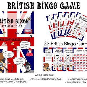 Digital British Bingo Game, UK British Games, Gifts for the Family ...