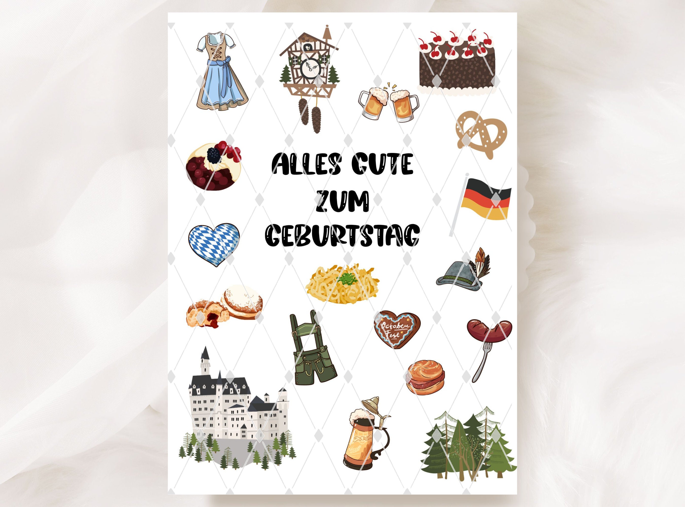 German Happy Birthday Card Alles Gute Zum Geburtstag Card Etsy