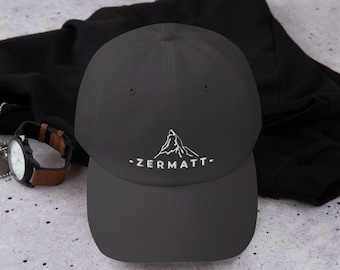 Zermatt Hat, Matterhorn Hat, Swiss Alps Hat, Gift for Him, Gift for Her, Zermatt Summer Hat, Adjustable Fabric Back, Switzerland Hat