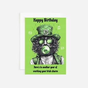 Funny Irish Birthday Card: 70s Retro Shamrock Design