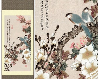 Grace Art® Pergamino asiático, Pájaros en primavera