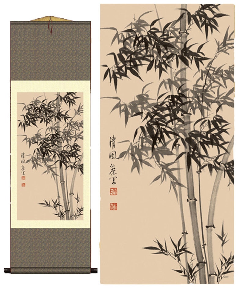 Grace Art® Asian Wall Scroll, Bamboo imagen 1