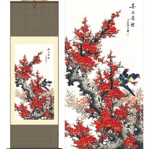 Grace Art® Asian Wall Scroll, The Happy Magpie Couple