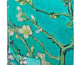Grace Scarves 100% Silk Scarf With Hand Rolled Edges, Oblong, Artists Collection, Van Gogh, Almond Blossom