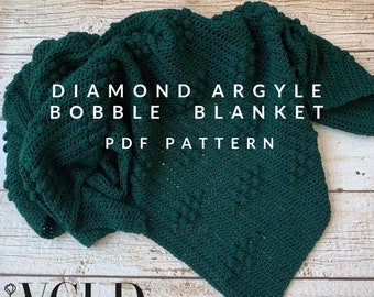 Diamond Argyle Bobble Blanket - crochet pattern - bobble - blanket pattern - housewares - cozy living