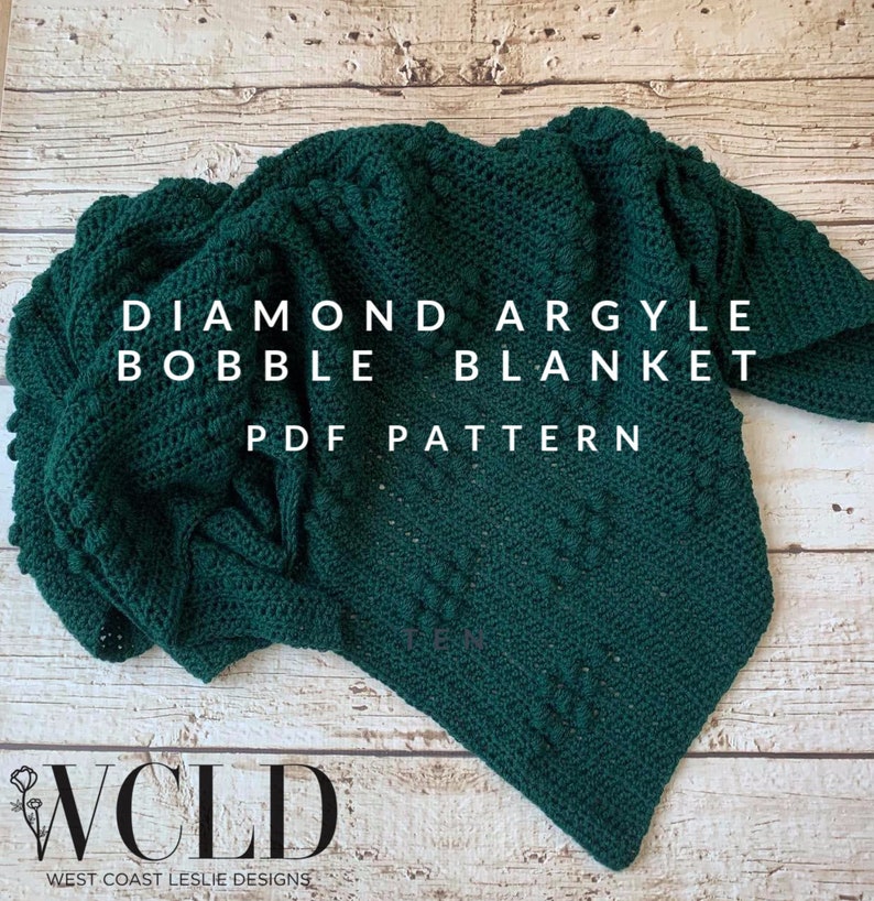 Diamond Argyle Bobble Blanket Crochet Pattern Bobble Etsy