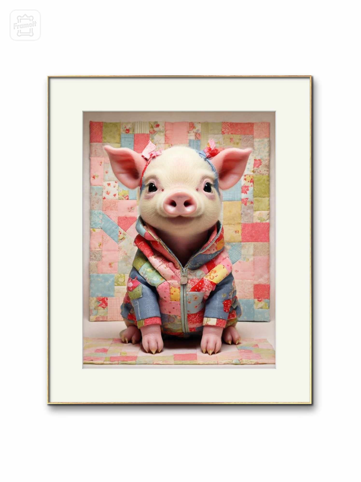 Vintage Patchwork Style Piglet Instant Art Printable Wall Decor INSTANT ...