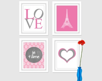 Eiffel Tower Art, Paris Print, Nursery Art, je t'aime, Love, Kid art, Nursery Decor, Love Typography, Printable, Print, Girl Nursery, 8x10