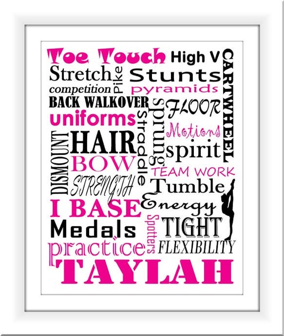 Cheer Words Cluster Cheerleader Hot Pink Cheer Art Print Etsy