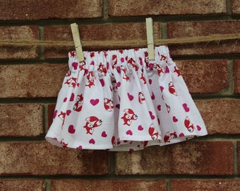 Hearts and Foxes White Knee Length Skirt