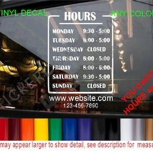 Monocolour opening hours shop window sticker Monocolour opening hours shop window sticker