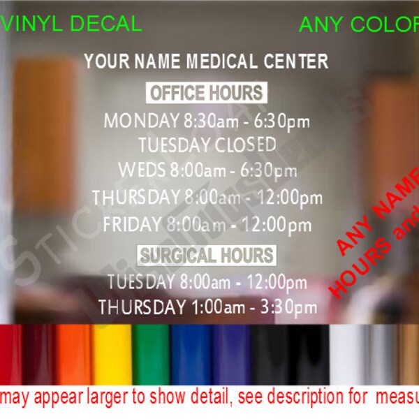 Medical Office Hours Sign Etsy