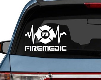 FIREMEDIC Decal sticker Decals Medic EMS EMT Paramedic Fire Medic Ambulance star of life car Fire Medic Maltese Cross Firefighter