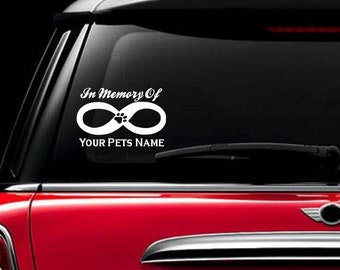 Custom Paw Infinity Pet Memorial Name Decal personalized memory sticker Decals love CAT Cats DOG Dogs Puppy Puppies pets car truck stickers