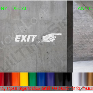 EXIT Finger Pointing Sign Window Decal Business Sticker Decals Stickers ...