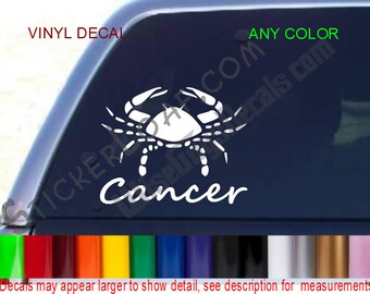 CANCER Zodiac Sign Decal Sticker Astrology Psychic car truck window vinyl wall Laptop Tablet crab