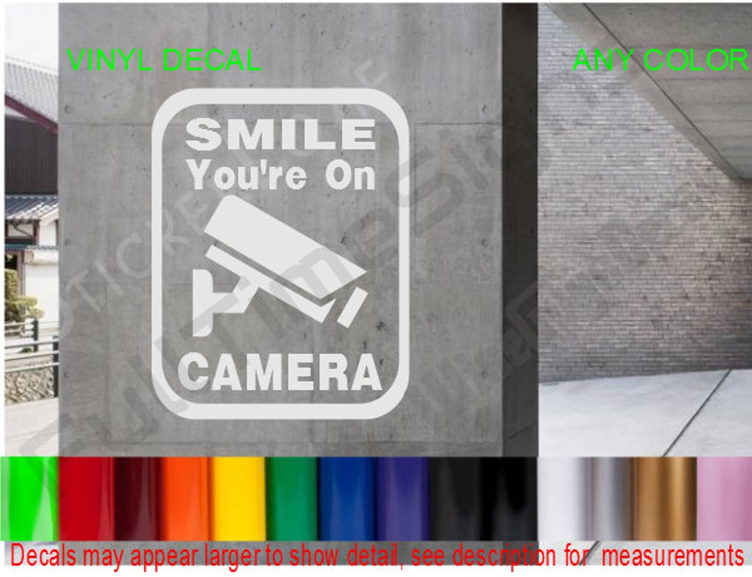 SMILE You're on CAMERA Sign Window Wall Video DECAL Warning Shoplifters ...