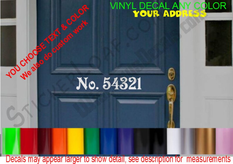 Front Door Family Name Street Number Decal sticker Decals House Address Stickers