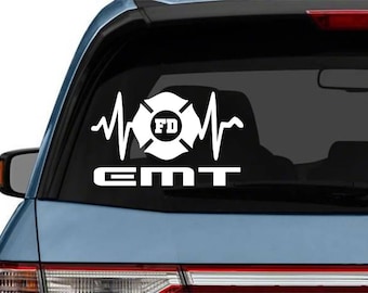 EMT Decal sticker Decals Medic EMS paramedic firemedic Fire Medic Ambulance star of life car Fire Medic Maltese Cross Firefighter volunteer
