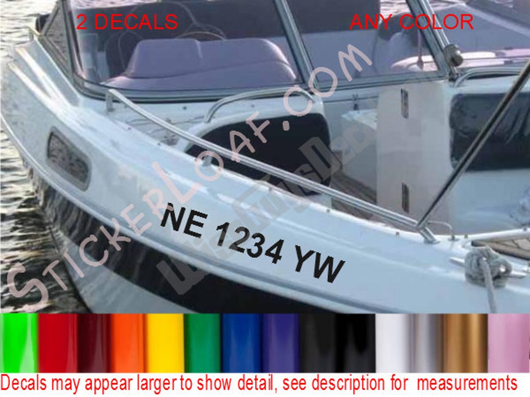 BOAT Registration Number Decals Custom Boat Vinyl Personalized Sticker Boating License Decals