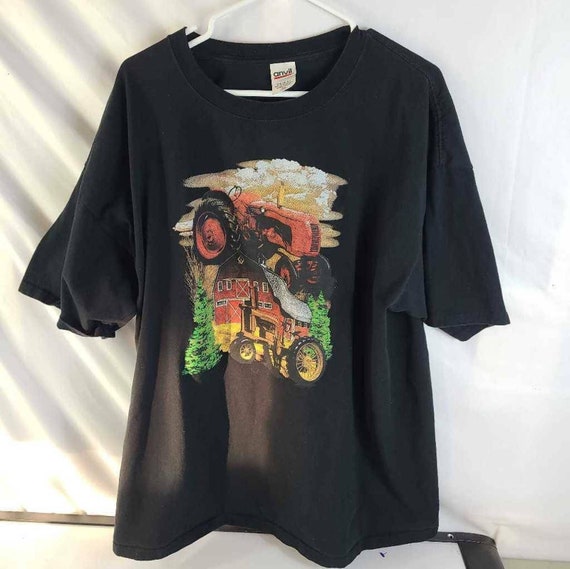 Anvil Mens Graphic T-shirt Black Farm 