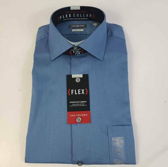 Van Heusen Flex Mens Dress Shirt Blue 