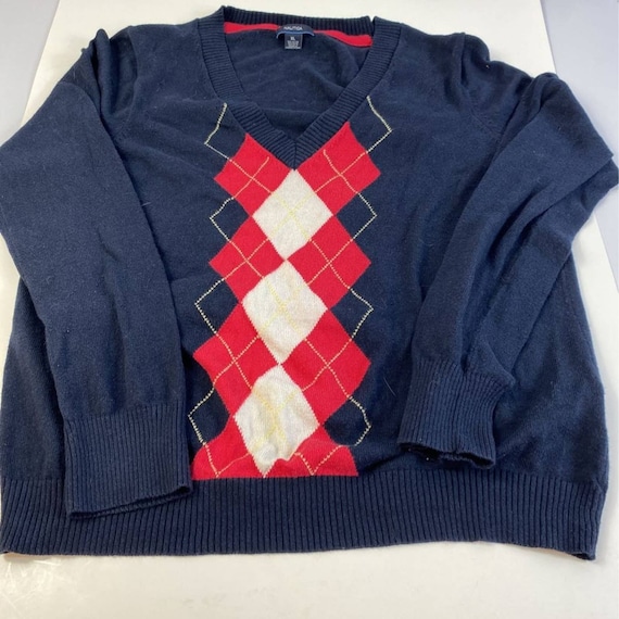 Nautica Mens Pullover Sweater Blue Red 