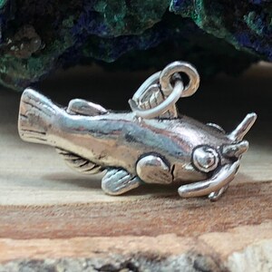 Catfish Charm, Fish Charm, Fisherman Charm, Fishing Charm, Lake Charm, Sterling Silver, Outdoorsman Charm