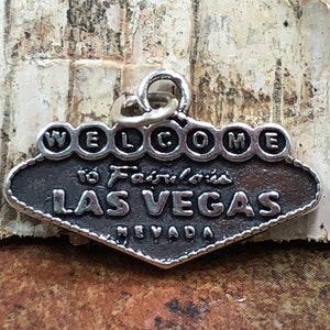 Welcome to Las Vegas Charm, Las Vegas Sign Charm, Vegas Charm, Nevada Pendant, Sterling Silver Las Vegas Charm, Sterling Silver Charm