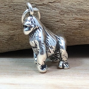 Gorilla Charm, Gorilla Pendant, Sterling Silver Gorilla Charm, Ape Charm, Jewelry Supplies