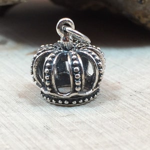 Crown Charm, Sterling Silver Crown Charm, Sterling Silver Charm, Sterling Silver Pendant, 3DCrown Charm, PS01201