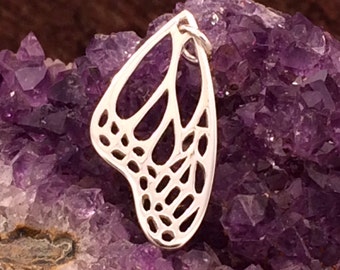 Butterfly Wing Charm, Monarch Butterfly Wing Charm, Silver Butterfly Wing, Wing Charm, Wing Pendant, Sterling Silver Charm, PS01187