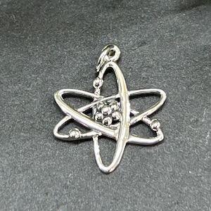 Sterling Silver Atom Charm, Nucleus Charm, Neutrons Charm, Protons Charm, Biology Charm, Biologist Charm, Science Charm, Scientist Charm