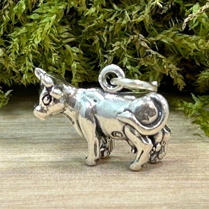 Cow Charm, Cow Pendant, Sterling Silver Cow Charm, Farm Charm, Farm Animals, Sterling Silver