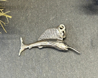 Sailfish Charm, Fish Charm, Fisherman Charm, Fishing Charm, Lake Charm, Sterling Silver